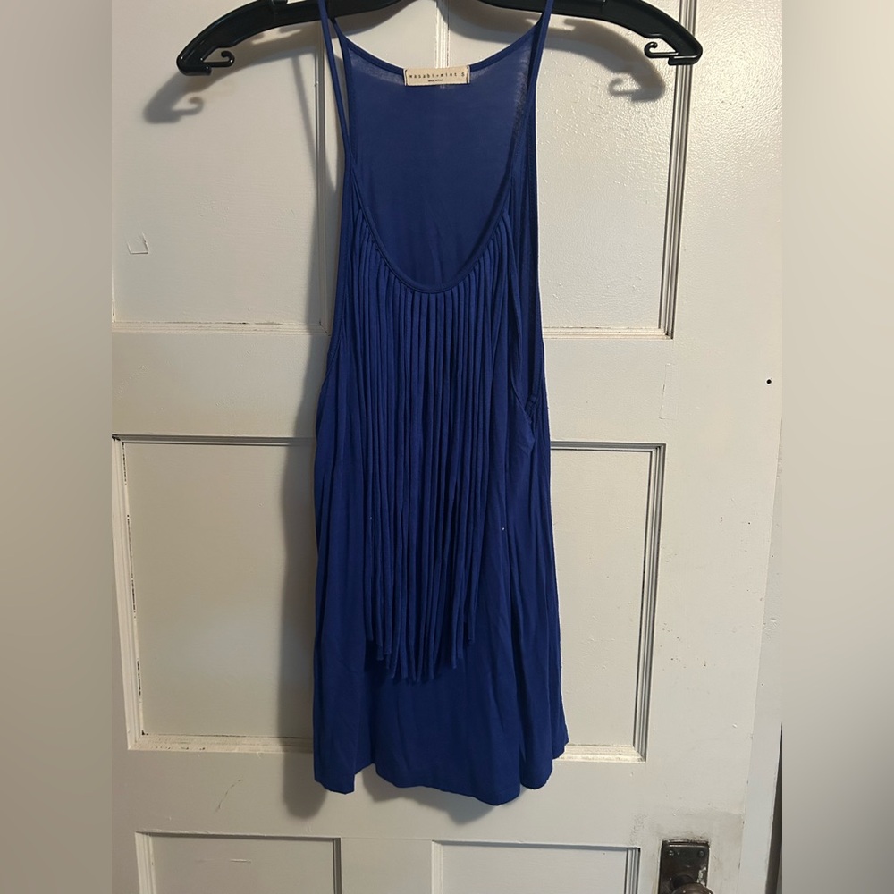 Blue Fringe Tank Top